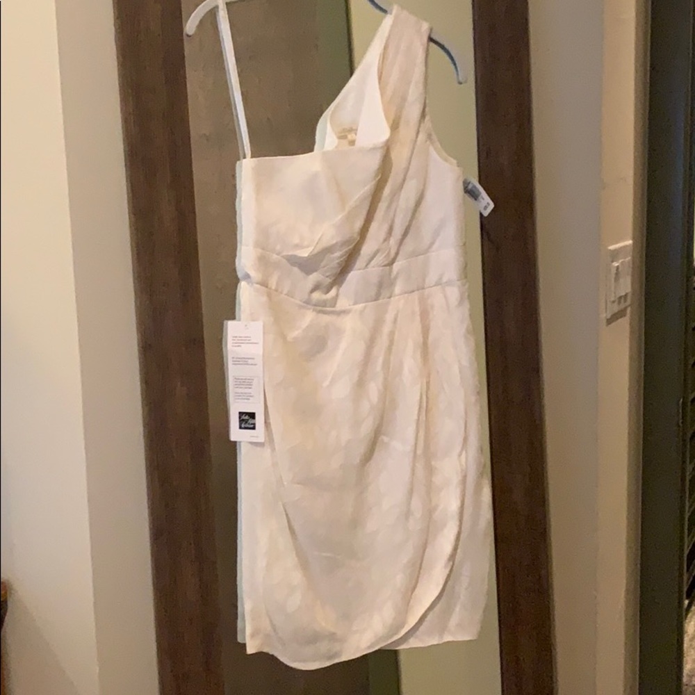 Shoshanna Ivory one shoulder dress